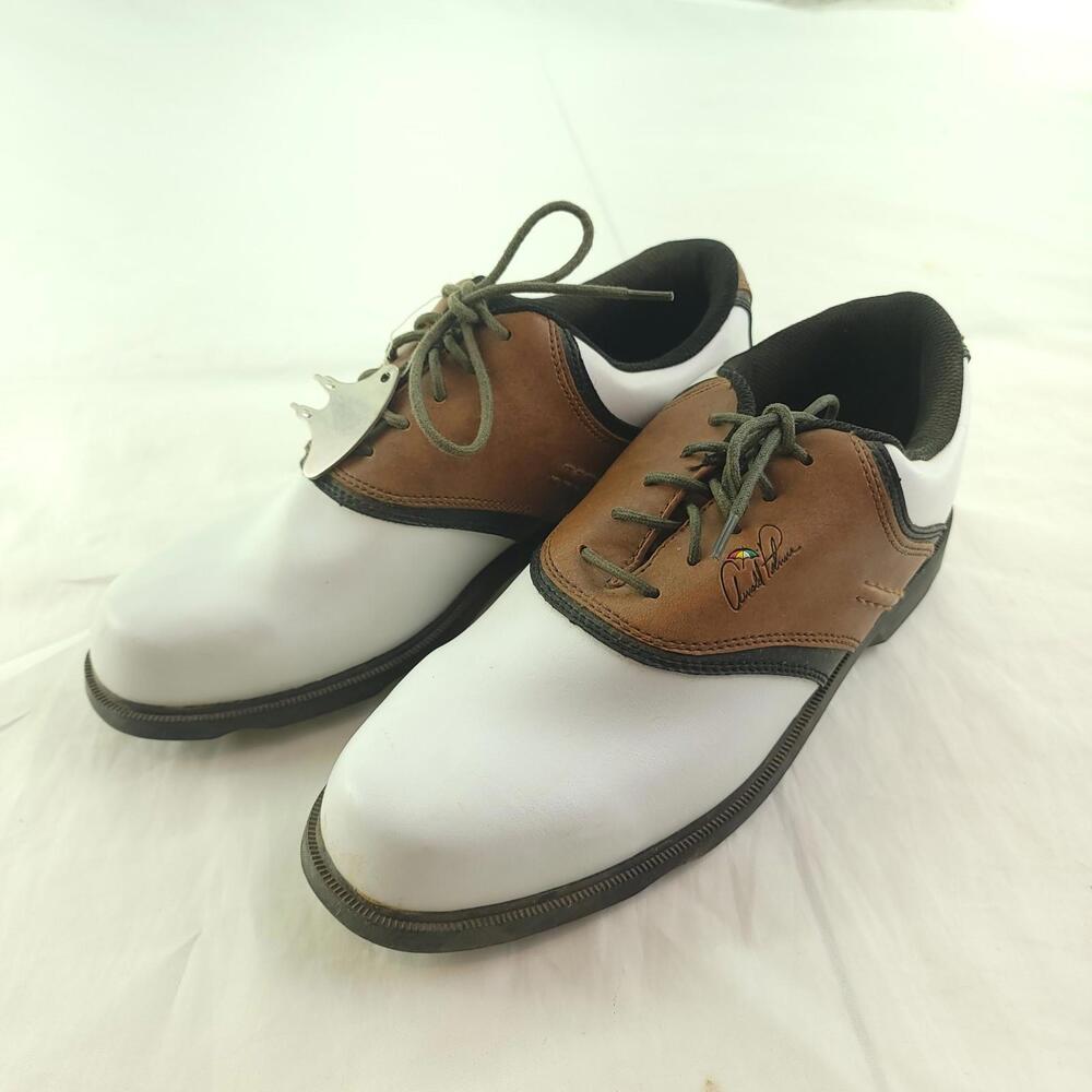 Mens Arnold Palmer White Tan Size 9 Golf Shoes